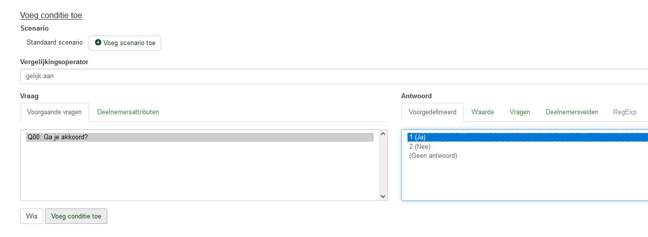 Venster voor het maken van condities.
